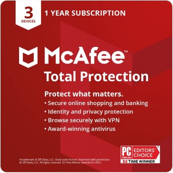 McAfee Total Protection 2024 | 3 Devices, 1 Year